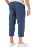 Men's Causal Folded Hem Stretch Cropped Pants