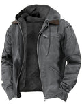 ‌Men's Fleece Lined Hooded Coat Warm Winter Outwear