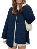 Women's Autumn Solid Color Round Neck Loose Quilted Coats