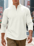 Men's Autumn Casual Long Sleeve Waffle Weave Zip Neck Top