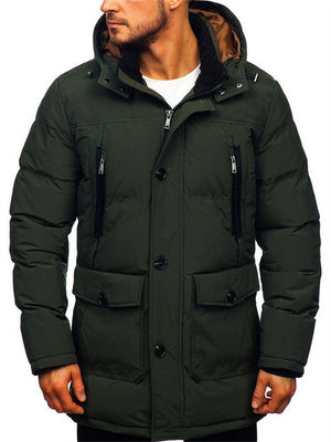 Men's Thickened Keep Warm Puffer Coat with Detachable Hood