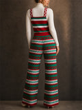 Cute Christmas Snowflake Print Knitting Overalls Jumpsuit