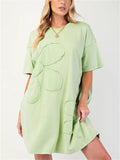 Women's 3D Flower Solid Color Short Sleeve T-Shirt Dress