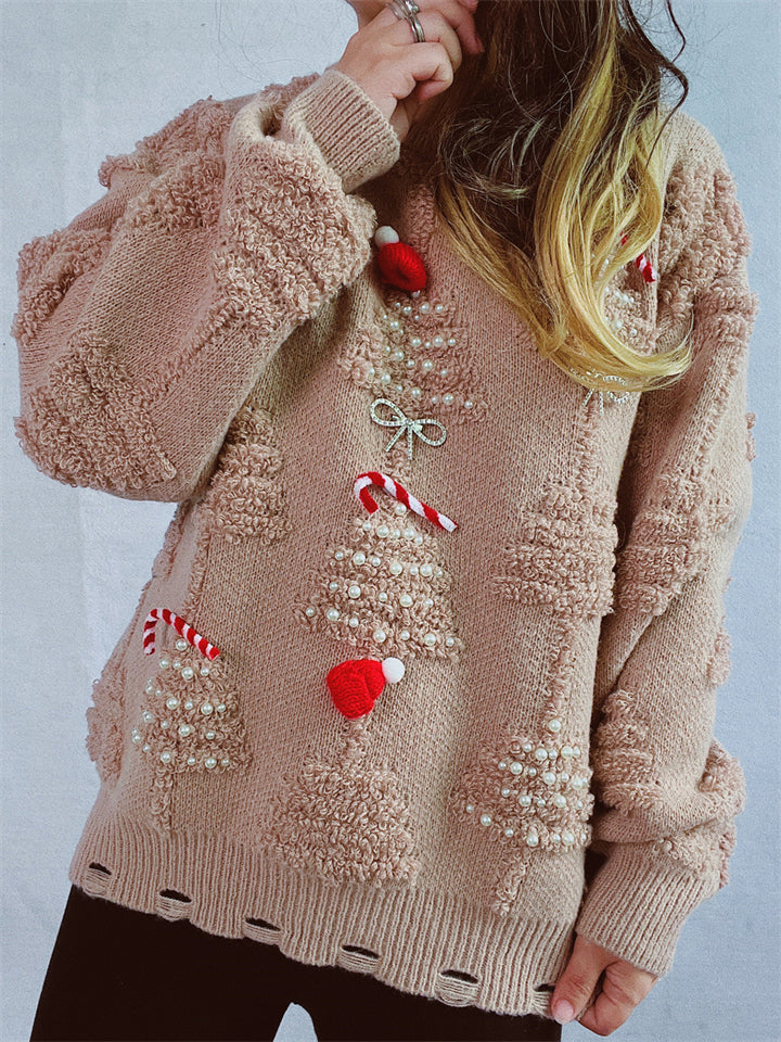 Christmas Pattern Women‘s Sweater Long Sleeve Knit Pullover