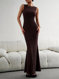 Knitted Sleeveless Ribbed Maxi Dress for Women