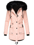 Women's Parka Thickened Coat with Faux Fur Hood