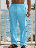 Men's Comfy Linen Casual Loose Fit Drawstring Beach Trousers