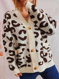 Women's Leopard Print Single Breasted Long Sleeve Sweater