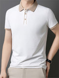Men's Simple Contrast Color Short Sleeve Polo T-Shirts