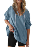 Fashionable Long Sleeve V-neck Hoodies for Ladies