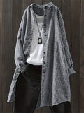 Women's Simple Striped Lapel Long Sleeve Blouses