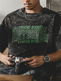 Men's Paisley Letter Printed Crew Neck Shirts