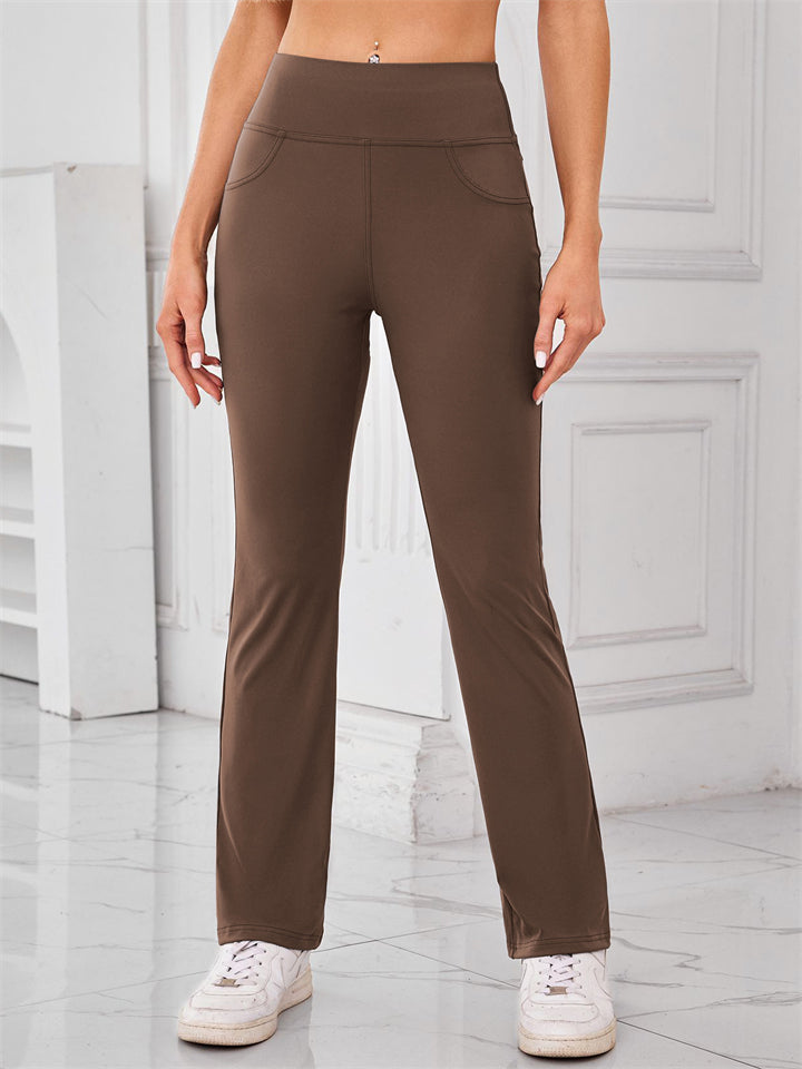 Women's Casual Solid Color High Waist Flared Pants