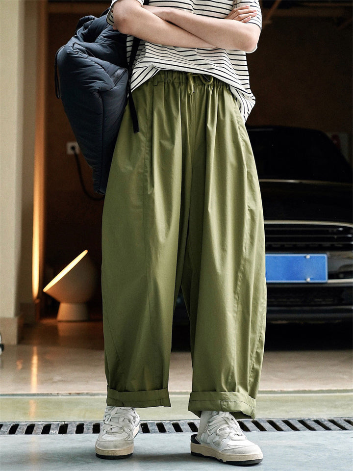 Ladies Summer Casual Light Spliced Wide-Leg Pants