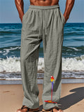 Mens' Parrot Print Elastic Waist Drawstring Wide Leg Pants