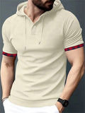 Men's Sports Short Sleeve Hooded Waffle Shirt