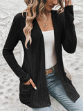 Women's Casual Solid Color Pockets Long Sleeve Cardigan Sweater