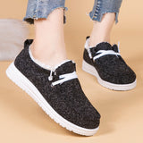 Plush Lined Low-top Canvas Loafers for Women