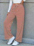 Women's Casual Stripe Drawstring Flared Pants