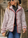 Women's Autumn Contrast Trim Single Breasted Lapel Fleece Coats