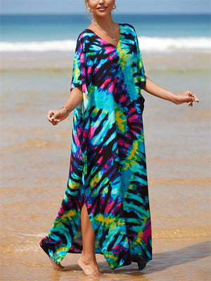 Ladies Relaxed Printed Sun-proof Swimsuit Smock Dress