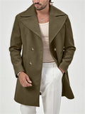 Men's Vintage Notched Lapel Solid Color Casual Mid-Length Coat