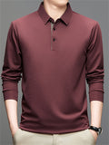 Men's Simple Solid Color Long Sleeve Polo Shirts