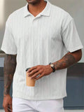 Men's Summer Retro Diamond Weave Textured Short Sleeve Polo Shirts