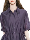 Women's Trendy Purple Single Breasted Lapel Blouses