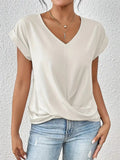 Women's Summer Basic Solid Color V Neck Short Sleeve T-Shirts