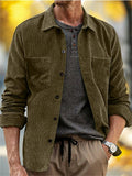 Men's Autumn Corduroy Long-sleeved Casual Pocket Lapel Jackets