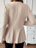 Women's Casual Solid Color Jacquard V Neck One-Button Cardigan Blouses