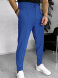 Men's Casual Solid Color Drawstring Waffle Pants