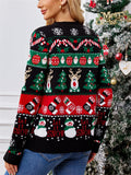Women's Autumn Christmas Pattern V Neck Long Sleeve Cardigan Sweaters