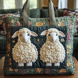 Dark Green Sheep Pattern Canvas Tote Bag