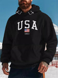 Men's Trendy American Style Fleece Kangaroo Pocket Hooded Sweatshirts