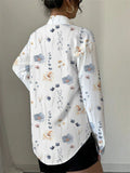 Women's Trendy Elegant Printed Lapel Long Sleeve Blouses