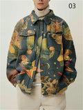 Relaxed Printed Lapel Coats for Men