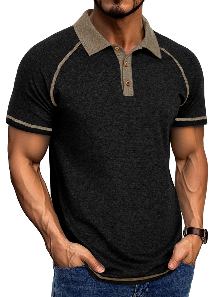 Men's Summer Contrast Color Lapel Polo Shirts