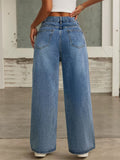 ‌Trendy Women's High-Waist Loose Fit Beaded Casual‌ Denim Pants