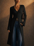Women Maxi Ribbed Knit V Neck Button Down Cardigan Sweaters