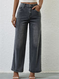 Women's Casual High Rise Straight Leg Denim Pants