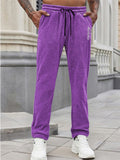 Men's Simple Fleece Drawstring Casual Straight Leg Trousers