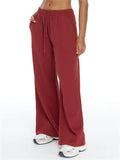 ‌Autumn Drawstring Cotton Loose Fit Sporty Straight Pants for Women