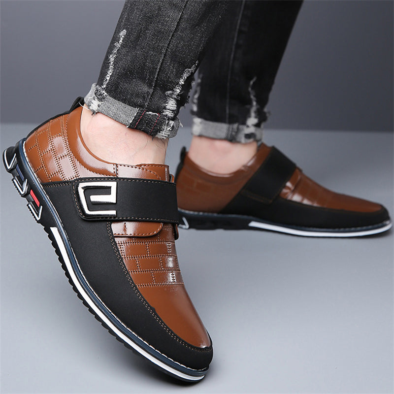 Men's Faux Leather Hook and Loop Fastener Flats Shoes