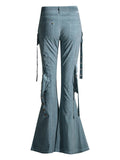 Female Hip-Hop Multi-Pocket Flared Jeans