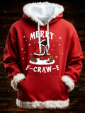 Men's Contrast Trim Printed Christmas Hooded Sweatshirts