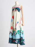 Women's Fashion Graffiti Pleated Hem Midi Dress