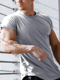 Men's Solid Skintight Sweat Absorbing Gym Shirt