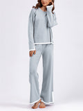 Candy Color Long Sleeve Knitted Shirt + Casual Pants